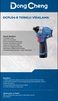 DCPL04-8 Torklu Vidalama